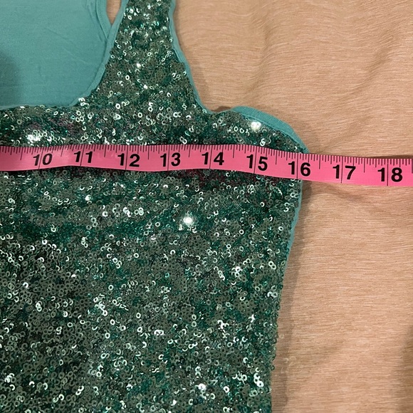 INC Sequin Teal Aqua Racerback Tank Size Medium - Picture 9 of 12